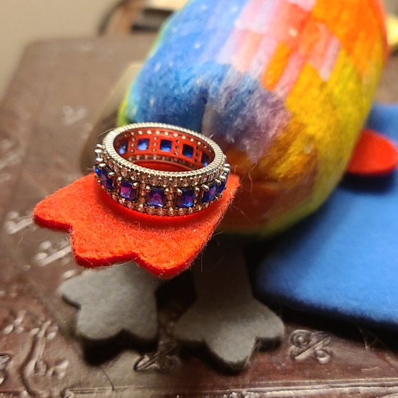 Sapphire & Sterling Silver Band Ring - Picture 3 of 3